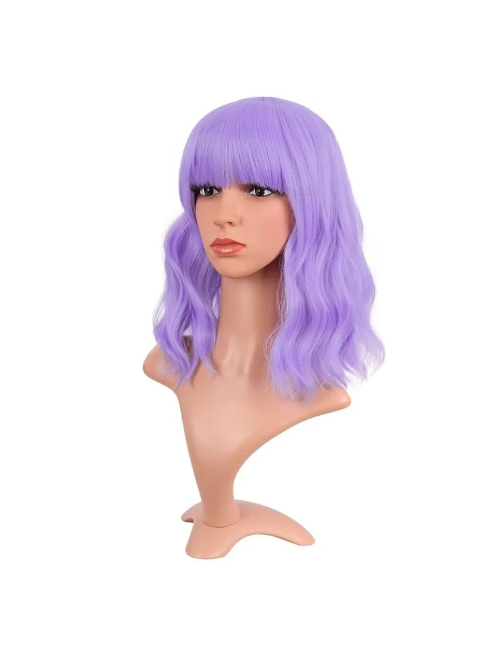Women Light Purple 14 Inch Fresh Bright Synthetic Ordinary Short Wavy Curly Wigs